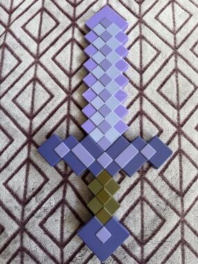 Minecraft Pixel Style Purple Enchanted Sword Lightweight Plastic Toy & Costume